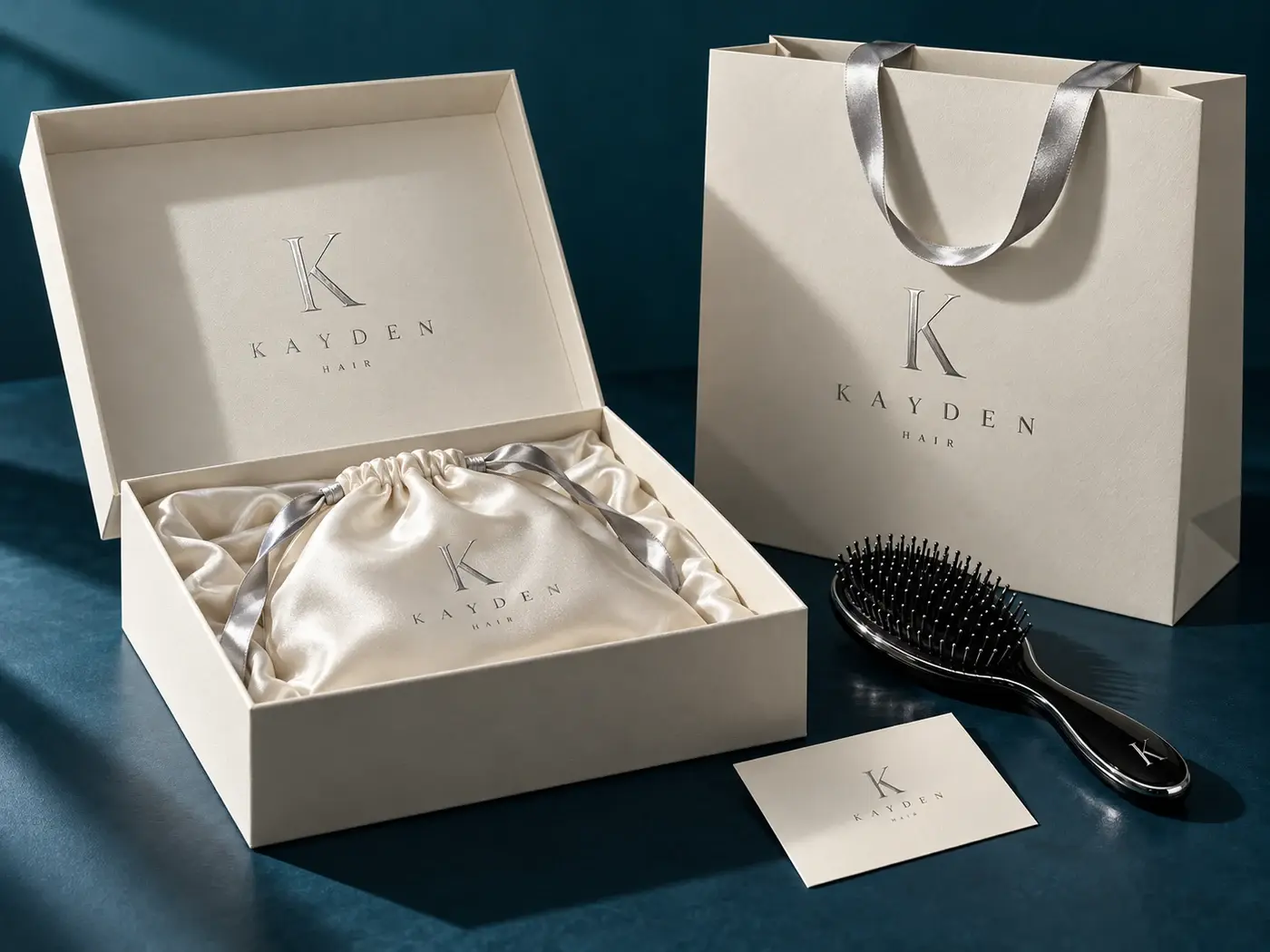 Concept de coffret KAYDEN aux détails argentés